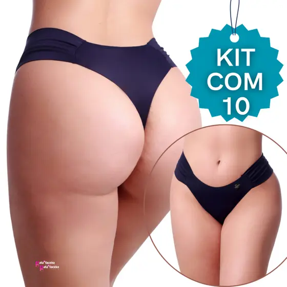 PROMOÇÃO Kit com 10 Calcinhas Tanga Bombom Fio Duplo Levanta Bumbum Microfibra Lateral Dupla Forro Algodão
