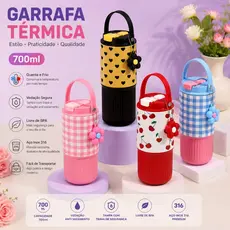 Garrafa Térmica Inox Potatil 700ml Fofa desenho Com Canudo E 2 Bicos Facil transporte Alto Qualidade