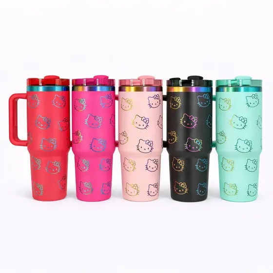 Copo Garrafa Térmico Colorida Com Desenho Com Tampa e Canudo 1200ML Grande Capacidade Para Academia