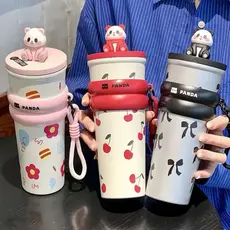 Copo Garrafa Térmica Portátil Inox com Canudo E Tampa 700ml para Café Água e Bebidas Quentes Geladas