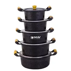 Jogo 5 Panelas Grandes Kit TAM 20, 22, 24, 26 e 28CM Alumínio Batido Grosso Panela Rústica