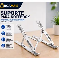 Suporte para Notebook Articulado - Ajustável, Compacto e Ergonômico - Ideal para Home Office, Cooler e Melhoria Postural