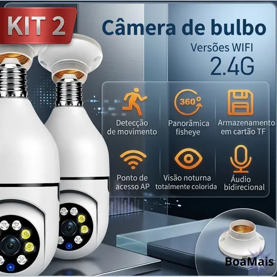 Camera wifi ip yoosee lampada com câmera  360 segurança externa visao noturno 2