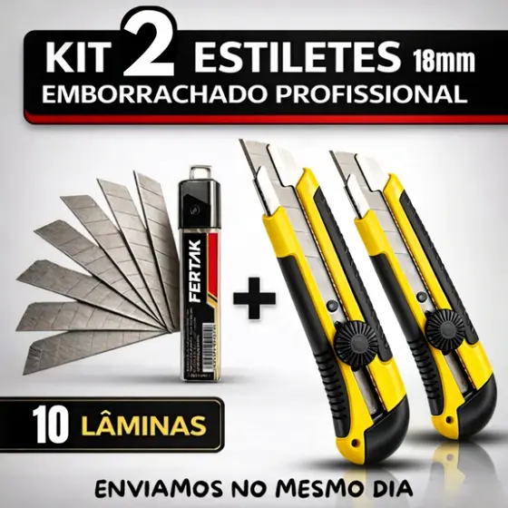 Kit Estiletes Profissionais + Lâminas Extras Opcionais (Estiletes Emborrachados Profissionais)
