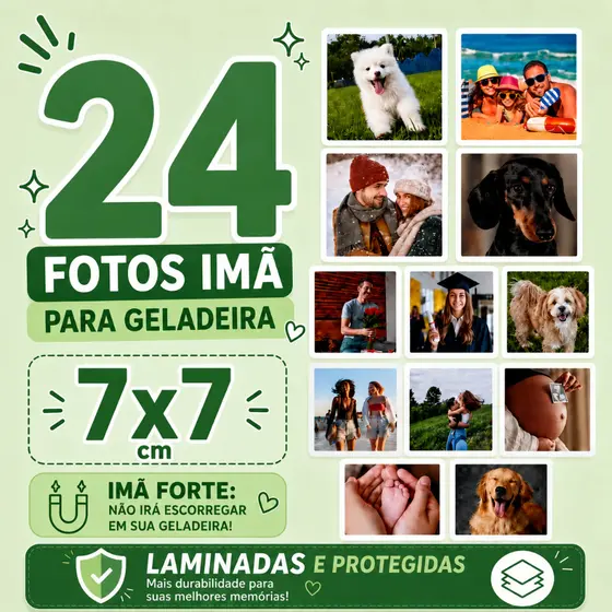 Fotos Imãs de Geladeira PREMIUM - 7x7 CM - IMÃ TOTAL ATRÁS - NÃO DESBOTAM