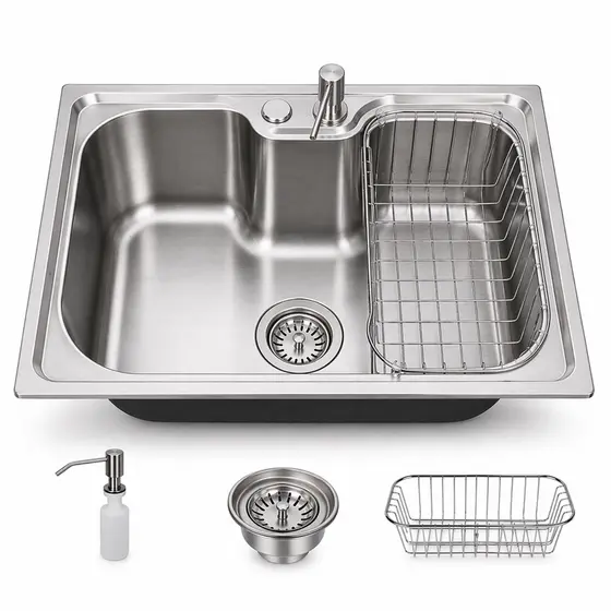 Cuba Gourmet Luxo Premium Inox 50x40 + Valvula + Cestinho + Dispenser Detergente