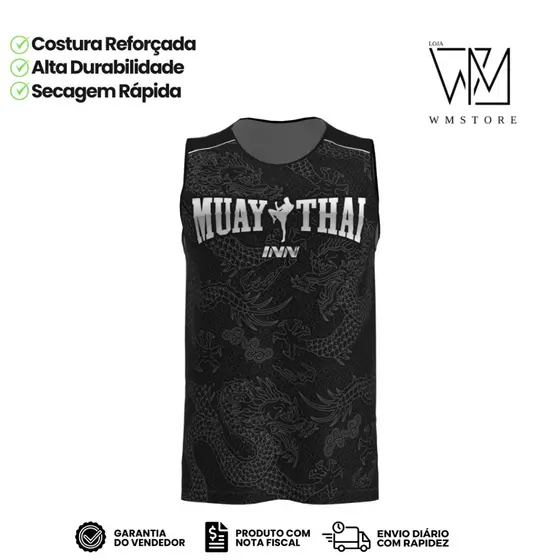 Regata Masculina Muay Thai Dragon Thai Cinza