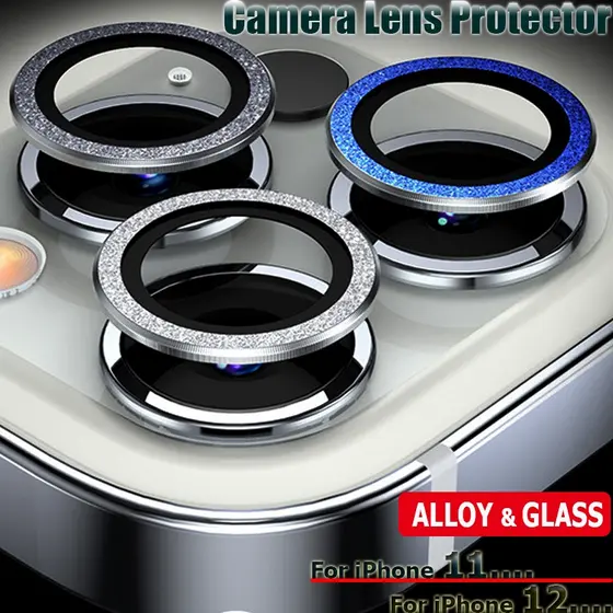 KIT Pelicula de Câmera Lente Brilhante Pequen Diamante Para iPhone 11 12Mini 13 Pro 14 Plus 15 15 PRO MAX