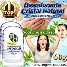 MEDOOSI Kit Desodorante Natural Cristal 60g Pedra Alumínio Antitranspirante Unissex Contra Odor Vermelhidão e Irritações