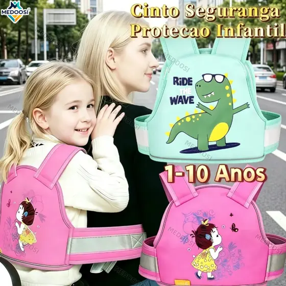 MEDOOSI Colete de Cinto Segurança Proteção Infantil | Arnês Ajustável e Anti-Queda para Motocicleta e Bicicleta