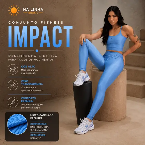 Conjunto Feminino Canelado Academia Legging Top