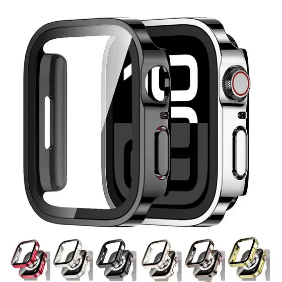 2pcs PC Bumper Capinha Case+Vidro Temperdo Para Apple Watch Ultra 49mm 40mm 44mm 41mm 45mm iWatch 10 11 42mm 46mm Capa