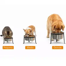Comedouro e Bebedouro Elevado Para Caes e Gatos (3 Tamanhos Diferentes)