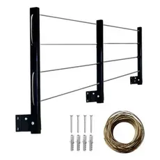 Varal Retrátil Articulado De Parede Para Apartamento Casa - 3 Hastes Com Até 8m Suporta 80kg - Kit de Montagem Completo
