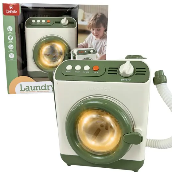 Maquina de Lavar Infantil C/ Sons Luz e Acessórios Castela