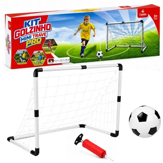 Kit Mini Trave de Futebol Bola e Bomba de Ar - Castela