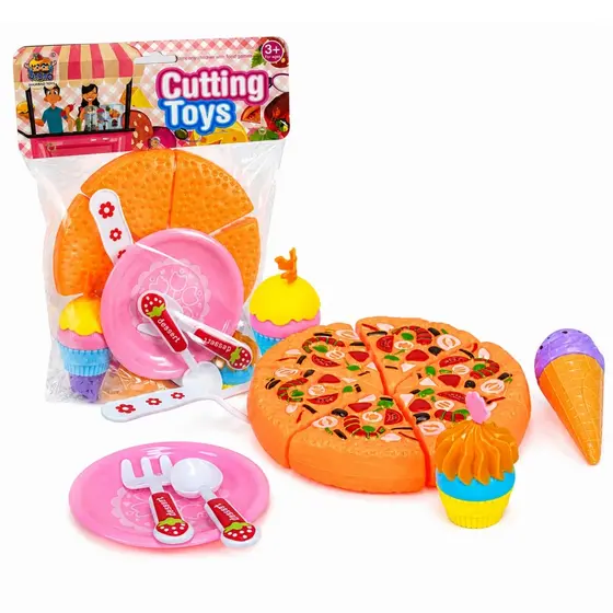 Kit Comidas De Brinquedo Faz De Conta Pizza E Doces Divertido E Colorido Castela