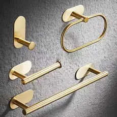 Kit Acessórios Banheiro Cabide Toalheiros Papeleira 4 Peças Dourado