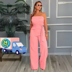 Macacão Longo Dayana Feminino Pantalona Alfaiataria Premium Social Tomara que caia