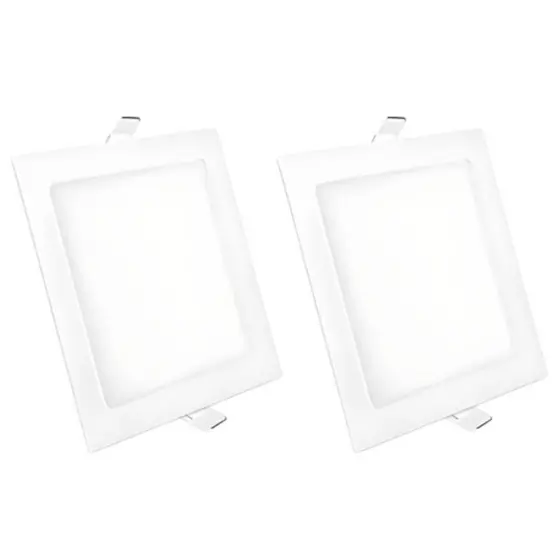 Kit 2 Luminária Painel Plafon Led Embutir Quadrado 12w Bivolt Elgin