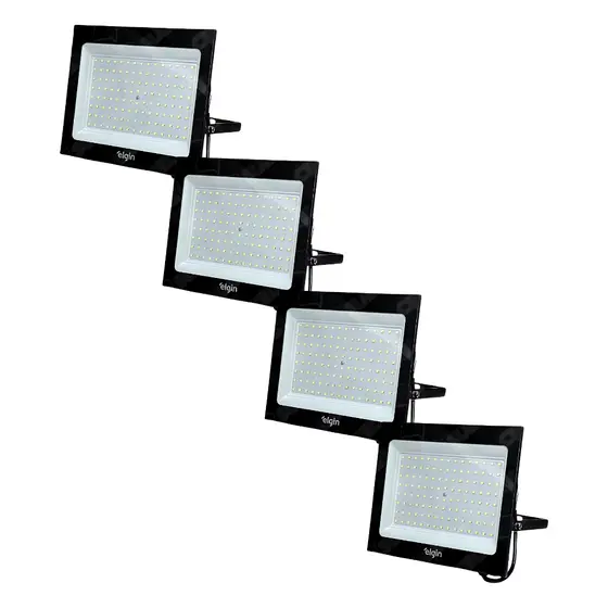 Kit 4 Refletores Led Holofote Elgin 200w Branco Frio 6500K Bivolt Econômico