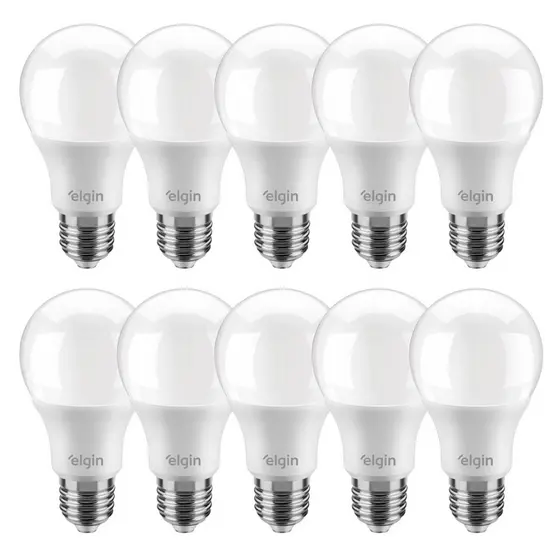 Kit 10 Lâmpadas Led Bulbo 12w E27 3000K Branco Quente/6500k Branco Frio ELGIN Inmetro