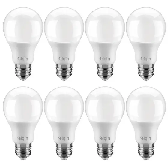 Kit 8 Lâmpadas Led Bulbo 12w E27 3000K Branco Quente LUZ AMARELA ELGIN Inmetro