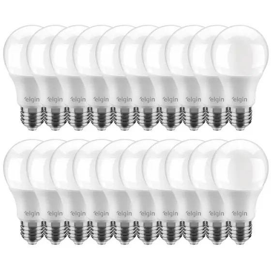 Kit 20 Lâmpadas Led Bulbo 12w E27 3000K Branco Quente LUZ AMARELA ELGIN Inmetro