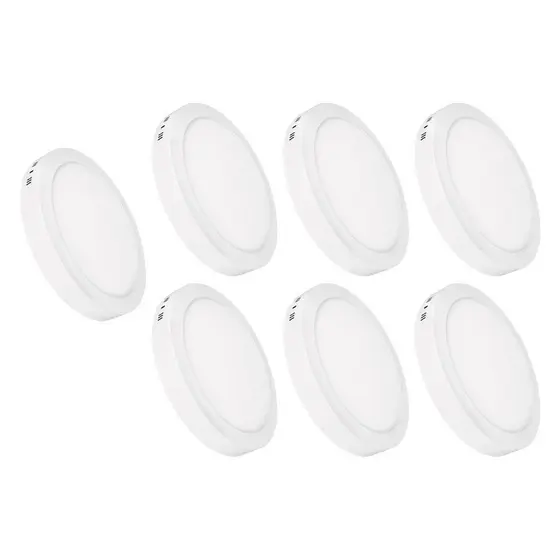 Kit 7 Luminária Painel Plafon Led Sobrepor Redondo 6w Bivolt