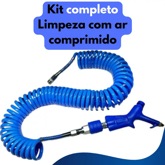 Kit mangueira espiral 3,5m Hidraflux com bico de ar e engate rápido