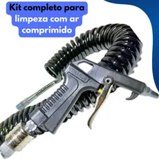 Kit mangueira espiral 15m Hidraflux com pistola de ar e engate rápido Preto