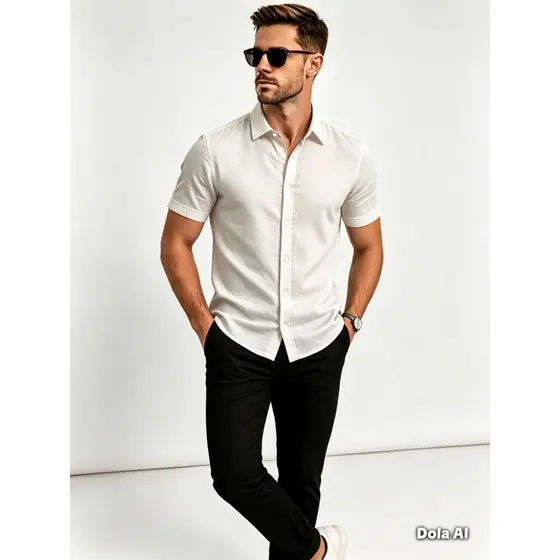 Camisa Gola Padre Social Masculina Exclusiva Manga Curta
