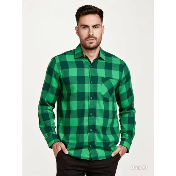 Camisa Xadrez Manga Longa Gola Italina Festa Junina