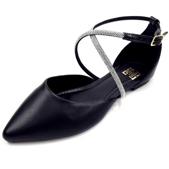 Sandália Feminina Rasteirinha Salomé com Strass Brilhante