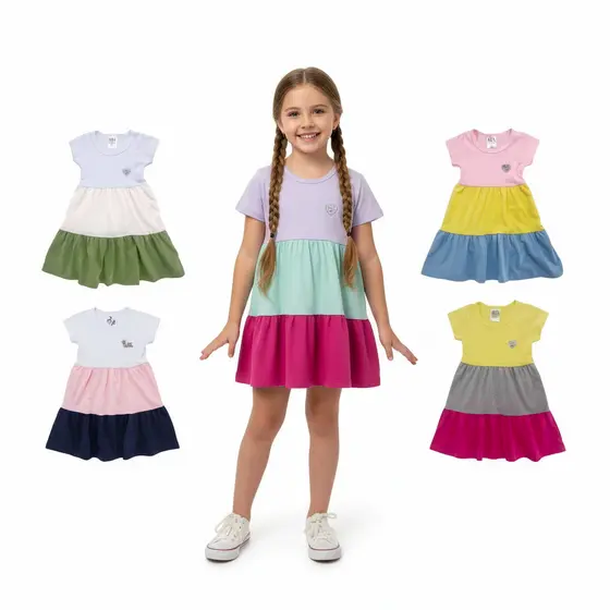 Vestido 3 Marias Infantil Menina Colorido Moda Princesa Blogueirinha