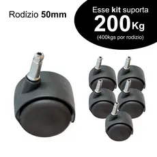 Kit 5 Rodinhas Rodízio Anti-risco E Anti-ruido Para Cadeiras Giratórios Giratórias Escritórios Baixo Ruido