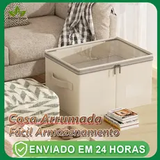 Com alça Alta qualidade avançada Versátil janela visível Caixa de armazenamento com zíper de algodão e linho