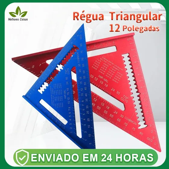 Esquadro triangular profissional de 12 polegadas em liga de alumínio para trabalhos em madeira