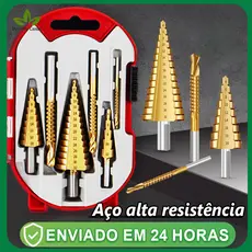 Brocas Titânio Escalonada Cônicas 3-12 4-12 -20mm Brocas Em Aço HSS Para Vidro,  Metal Com Caixa