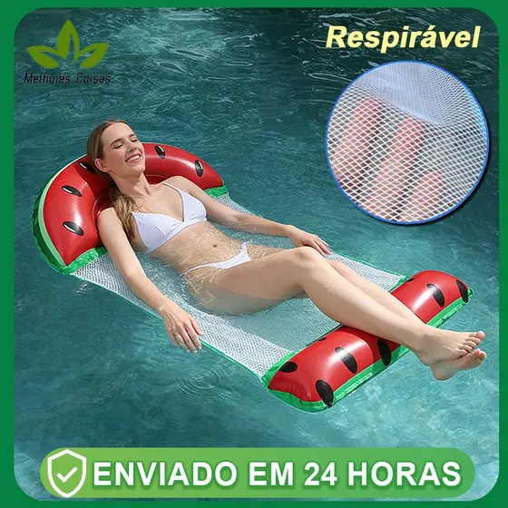 Boia Rede Para Piscina Cama Flutuante Inflável Verão Frutas Melancia Morango