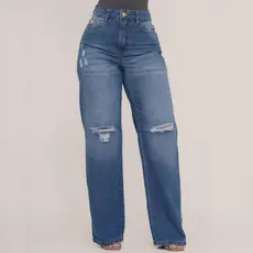 Calça Jeans Feminina Wide leg Gringa Pantalona Cintura Alta perna larga Blogueira Envio Imediato