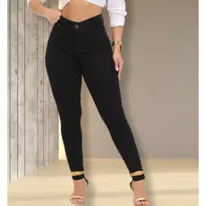Calça Jeans Preta Skinny Com Lycra Cintura Alta Corte Do Jeans Empina Confortável Moda Feminina.
