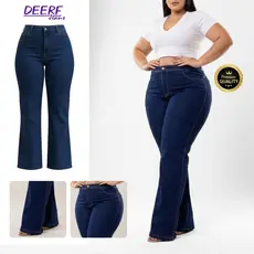 Calça Jeans Flare Plus Size Cintura Alta Lycra Elastano Premium Efeito Levanta Bumbum Curve Premier