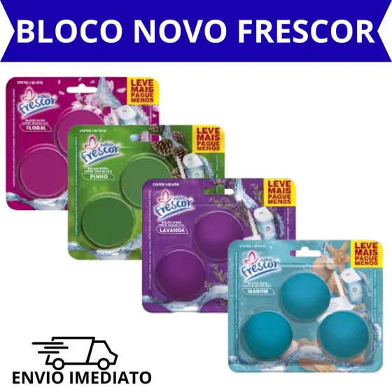 Conjunto 3 Blocos Para Caixa Acoplada 45g Novo Frescor Tablete Pastilha Sanitário 3 Blocos