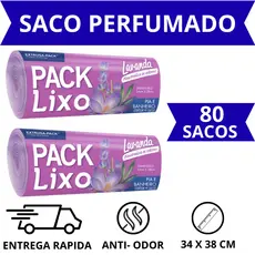 Saco de Lixo Pia e Banheiro Lavanda 38x34cm Kit 1 - 2 Pacotes (80 Sacos) Pack Lixo - Extrusa-Pack