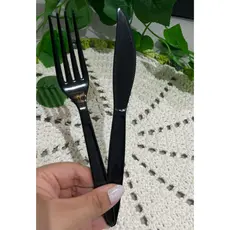 Kit Talher Garfos E Facas Descartável Reforçada Churrasco Preto Promoção