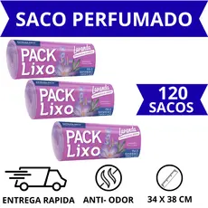 Saco de Lixo Pia e Banheiro Lavanda 38x34cm Kit 3 Pacotes (120 Sacos) Pack Lixo - Extrusa-Pack