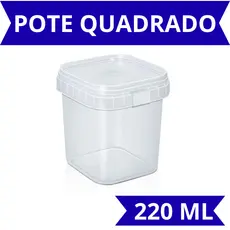 Pote  220ml quadrado com lacre - 50 -100 -200  unidades