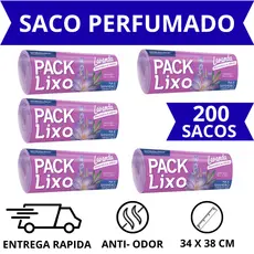 Kit 5 Saco Lixo Lavanda Perfumado Cozinha , Banhero Lilás - Anti Odor - Anti Inseto