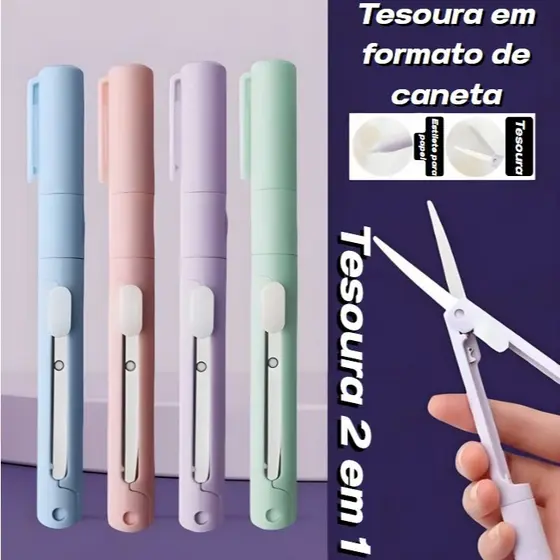 Tesoura Estilete 2 em 1 na forma de Caneta da Lelong | LE-6017 | 5 Cores Diferentes